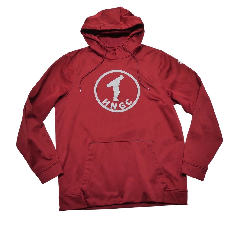 Under Armour ColdGear Hoodie Sweatshirt Mens Medium Red HNGC Golf Logo Pullover